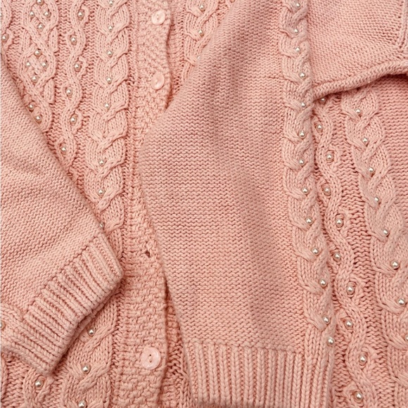 Vintage Rosanna Pink Cardigan Sweater with Embellished Pearls (L) - Picture 5 of 5